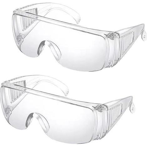 Schutzbrille (2er-Pack) mit kratzfesten Gläsern und UV-Schutz für Erwachsene (zum Tragen über der normalen Brille). (1/5)