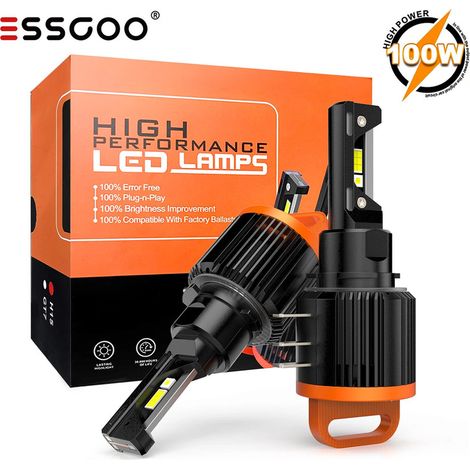 Ampoule H15 LED Anti Erreur Canbus 100W 12000LM 6500K Eclairage Feux de Route de Luminosité Blanc Xénon étanche Kit Ampoule, Lot de 2 (1/5)