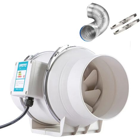 Ventilatore di scarico da 5 pollici (12,7 cm), 220 V, per cucina e bagno. Bassa rumorosità (34 dB). Condotto di 3 metri.