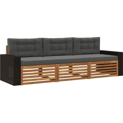 vidaXL Outdoor Sofa Set 3 pcs Natural and Anthracite Polyester