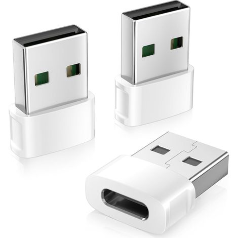 Lot de 3 adaptateurs USB vers USB-C, chargeur de voiture pour iPhone 16, 16e et 15 pouces, câble convertisseur USB-C femelle vers USB-A mâle pour iPhone 14, 13 et Z Fold. (1/5)