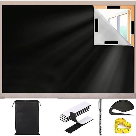Stores occultants, Aucun perçage requis,(145x200cm)Stores occultants, Protection Solaire en Tissu occultant, Film de fenêtre Portable pour Chambres à Coucher (1/5)