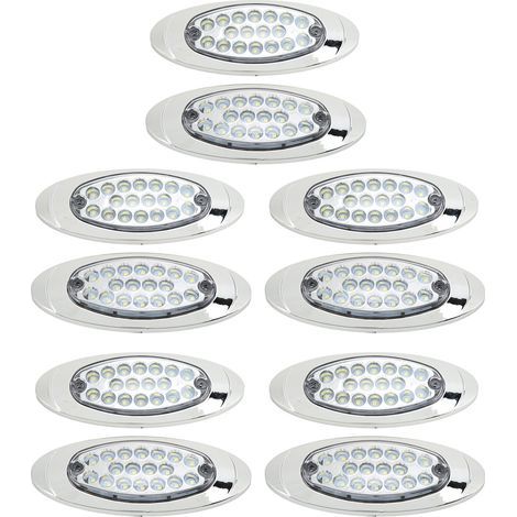 Packung mit 10 Seitenmarkierungsleuchten mit 18 LEDs, 12-24 V, IP67 wasserdicht, 1200 lm, für Anhänger, LKWs und Yachten (weiß). (1/5)