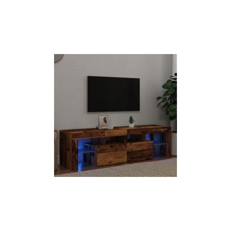 Meuble TV avec lumières LED vieux bois bois d'ingénierie (1/5)