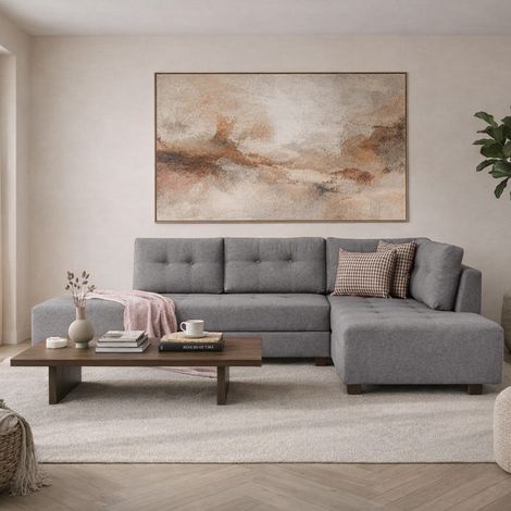 Schlafsofa grauer Stoff - XL 280x206 cm - mit Rollen - Rechts - (1/5)