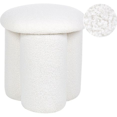 Pouf CARRINGTON Bouclé Cremeweiß