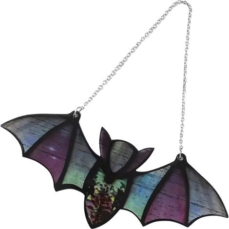 Halloween-Fledermaus-Fensterhänger, Sonnenfänger mit reflektierendem Effekt, bunte Fledermaus-Fensterornamente (1/4)