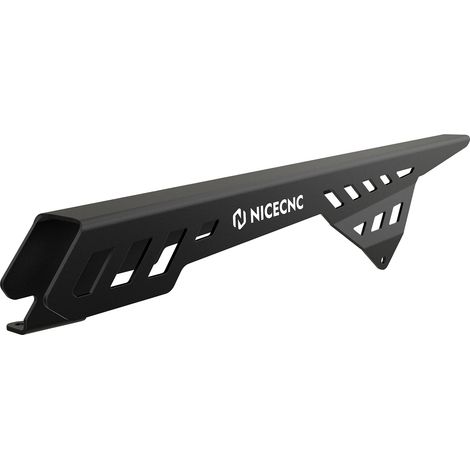 Protector de cadena, ajuste preciso, construcción de aluminio duradera, negro. (1/2)
