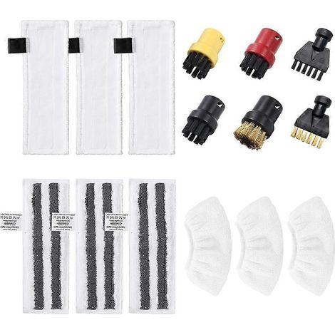 Kit d'accessoires pour nettoyeur vapeur Kärcher EasyFix SC 2, SC 3, SC 4, SC 5 : chiffon, brosse et embout. (1/5)