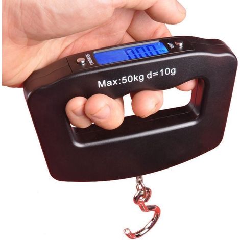 FLITI Steelyard Mini-Gepäckwaage mit Aufhängehaken und hintergrundbeleuchtetem LCD-Display für Zuhause, Bauernhof, Fabrik, Jagd, Outdoor-Aktivitäten, 50 kg (1/4)