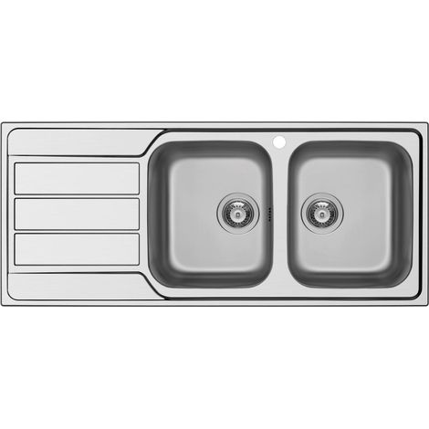 SCHOCK Lavello Cucina Master D200 2 Vasche con Gocciolatoio in Acciaio Inox, Guarnizione Preinstallata, 1160x500mm (1/3)