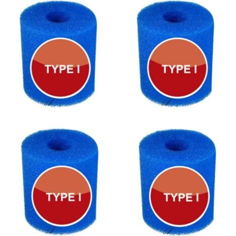 4pcs Cartouche filtrante réutilisable en mousse bleue pour piscine, 8,8 x 7,8 cm, type I,pour l'entretien du système de filtre à sable (I) (1/4)