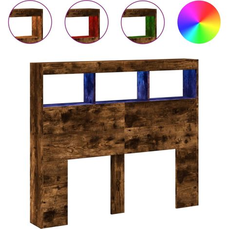 Maison Exclusive - Cabecero de cama con luz LED roble ahumado 100
