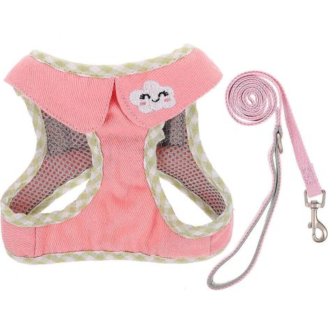 Rosa Hundegeschirr, verstellbare Weste, 1 Set mit Leine zum Spazierengehen (1/5)