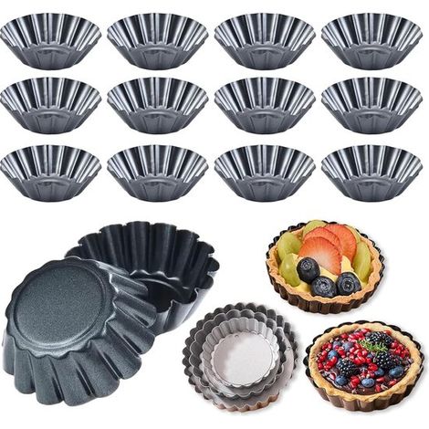 Stampini per mini crostatine - Resistenti alle alte temperature - Set da 12 pezzi - Acciaio al carbonio di alta qualità (1/5)