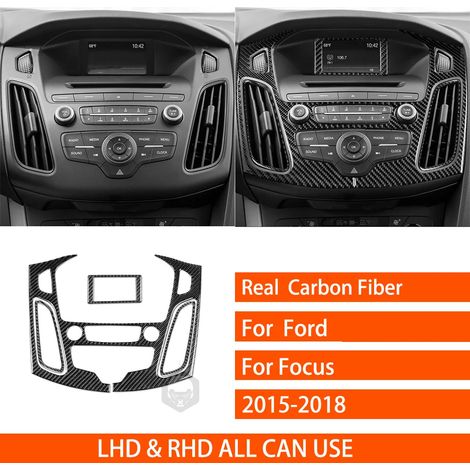 (6 A) Convient pour Ford Focus SE RS ST Ecoboost 2015-2018. Autocollants décoratifs en fibre de carbone véritable pour autoradio central, lecteur CD et panneau de porte. (1/4)
