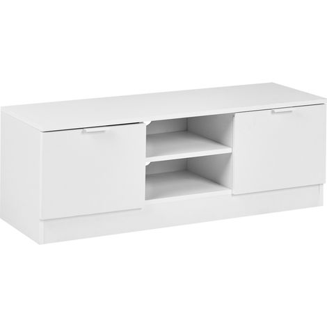 Mueble TV 2 baldas 2 cajones tablero de partículas 102 cm estilo escandinavo blanco Winnipeg