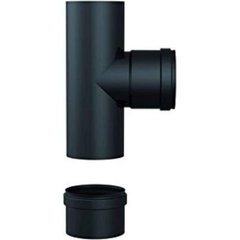 2PZ RACCORDO A T PER STUFE A PELLET Col. Nero opaco (M/F) Ï cm.10 (1/4)