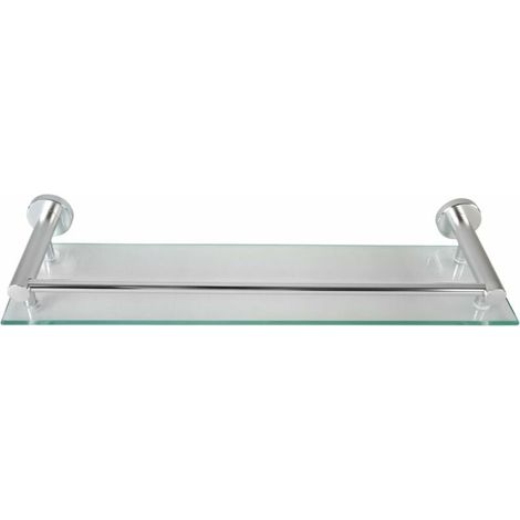 Étagère murale en verre trempé et aluminium pour salle de bain, 40 cm, argent (1/5)