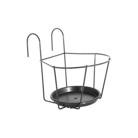 ARTEVASI Porte-Pot pour balcon avec Soucoupe - 25 x 25 cm - Gris anthracite (1/2)