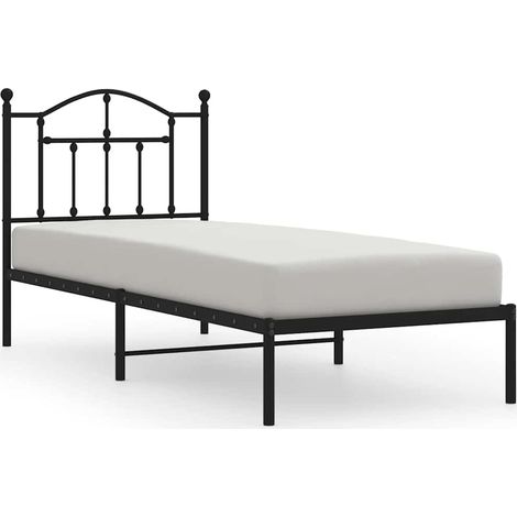 Maison Exclusive - Bettgestell mit Kopfteil Metall Schwarz 90x190