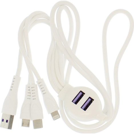 Trade Shop - USB CABLE 5 IN 1 40 CM RECARICA RAPIDA TRANSFER VON 3.1A 2 USB PORT Q-A35 - (1/5)