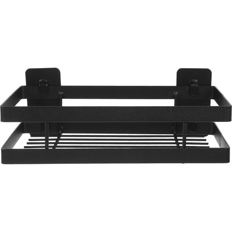 Étagère murale de salle bain en fer noir 20 cm, sans perçage, avec système d'évacuation rapide (1/5)