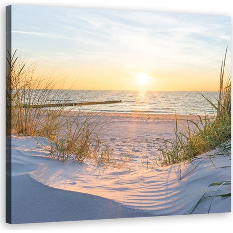 Tableau sur toile, Coucher de soleil sur la plage - 30x30 (1/5)