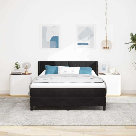 Cama tipo Box Spring con cabecera Negro 200 x 160 cm Terciopelo (1/5)
