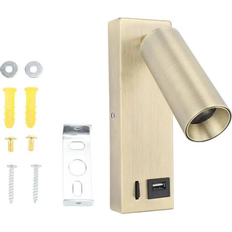 Spot mural LED angle rglable avec port USB design lgant lampe de lecture de chevet pour chambre coucher salon Odipie (1/4)
