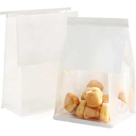 30 sacs à pain en papier kraft avec fenêtre, 16 x 26 + 13 cm, sacs de boulangerie pour pain grillé maison avec fermeture, résistants à l'huile, sacs de conservation des aliments pour la cuisson à domi (1/3)