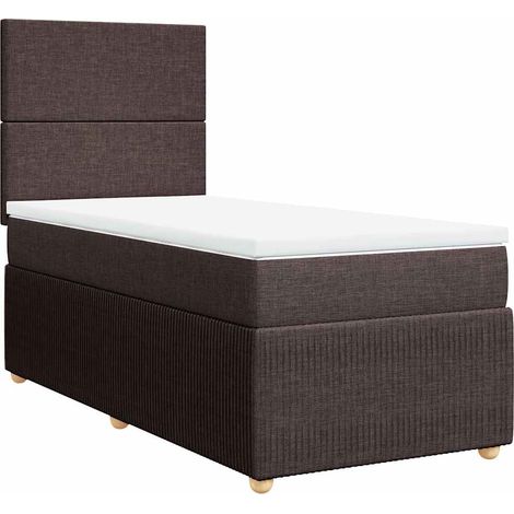 Lit simple  Lit adulte  Sommier à lattes de lit avec matelas Marron foncé 80x200 cm