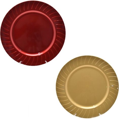 Sottopiatti centro tavola di natale rosso oro decorazioni addobbi natalizi set 6 in plastica D 33 cm - colorigenerali: ORO (1/4)