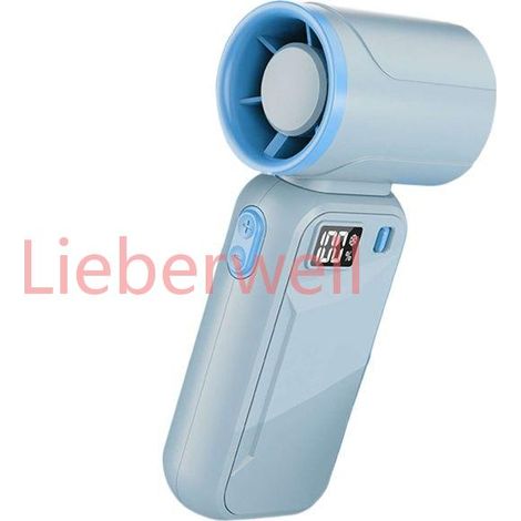 Ventilateur portatif sans fil USB, mini ventilateur main, LED affichage numérique, 3 vitesses, grande autonomie, 4000mAh,Blue (1/5)
