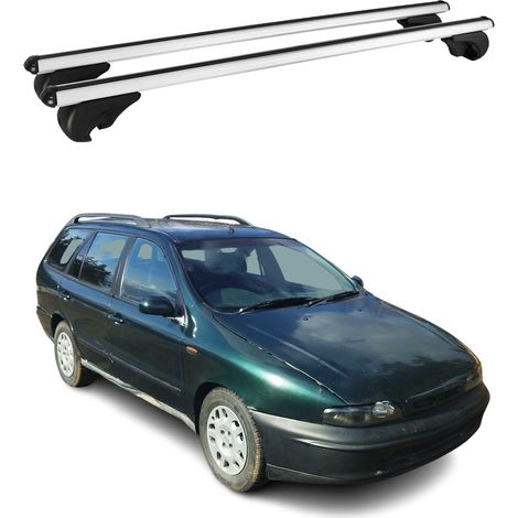 OMAC Aluminium Dachträger Querträger für Fiat Marea Weekend 1996-2002 – TÜV / DIN 75302:2019 – Abschließbar – Max. 75 kg – 2 Stangen Silber (1/5)