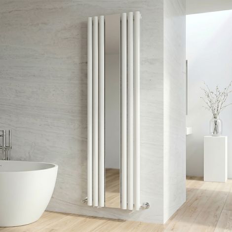 ELEGANT 1800 x 500mm White Designer Radiator Vertical Oval Column Panel Single Panel Rad with mirror (1/5)