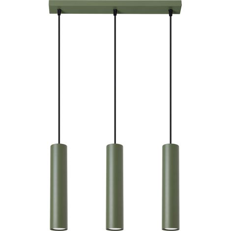 Moderne Hängelampe, grüner Olivenstreifen, drei Röhren, 30 cm, für Esszimmer, Küche, über der Insel, 3xGU10 10W LAGOS Sollux Lighting (1/5)