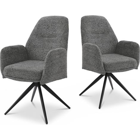Bon Furni Chaises 360° Pivotantes Chenille Vert de gris, Lot de 2