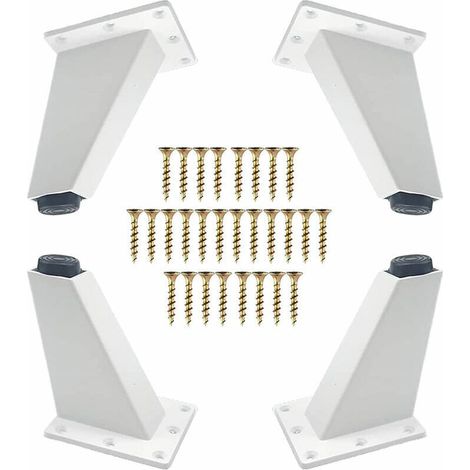 Set mit 4 verstellbaren, 8 cm langen, dreieckigen, weißen Möbelfüßen inklusive Schrauben für Sofas, Schränke und Tische - KZQ