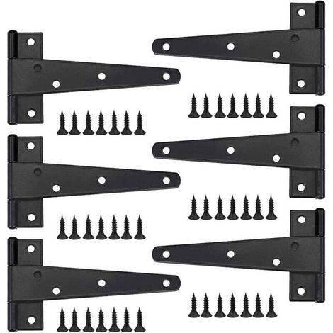 Charnière pour meuble,Charniere Porte Lourde 6pcs, 6 Pouces, CCharniere Plate Inox Charnières de Portes en Fer Charnières Robustes pour Portes, Fenêtres (1/4)