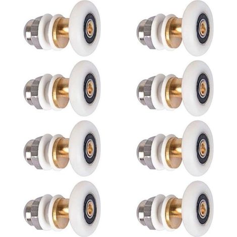 8 Pièces Roulettes Douche 25mm, Roulette Porte Coulissante Douche Roulement pour Porte de Douche- (1/4)
