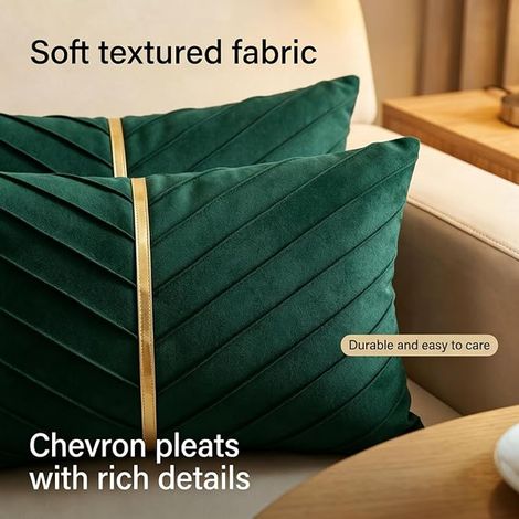 Housse Coussin Velours Vert Rectangular Cushion Cover 30x50 de Canapé Taie d'oreiller de Couleur Pure Doux Moderne pour Exterieur Jardin (1/2)