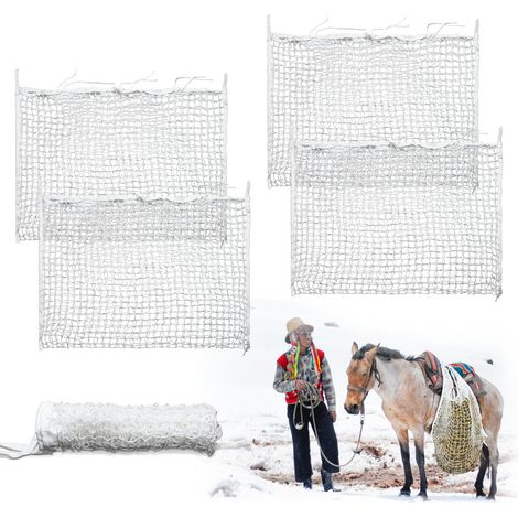 EINFEBEN 4x Filet À Foin Mailles Pour Cheval Moyen, 3x3cm 160x100cm, Blanc (1/5)