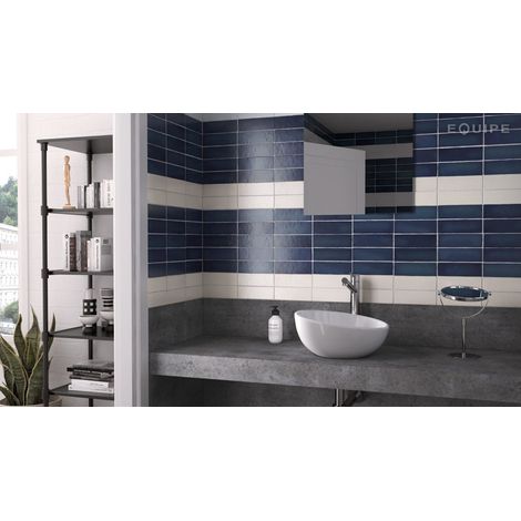 Carrelage mural faience effet zellige MAGMA 20x6.5 cm Sea blue - - boîte de 0.5 m2