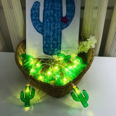 Guirlande lumineuse de 10 m, 20 LED, motif de cactus, décoration d'été sur le thème de la plage, au Mexique, alimentée par USB, pour filles et garçons, chambre à coucher (alimenté par USB, (1/5)
