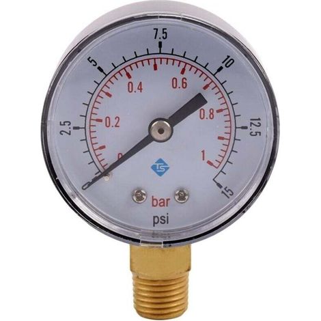 Manomètre Pression Eau 50mm 0-1 Bar 1/4 Pouce NPT Fil -50-15 Psi (1/4)