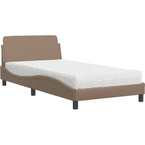 Lit simple,Lit adulte,Lit avec matelas cappuccino 100x200 cm similicuir CFW81779 (1/5)