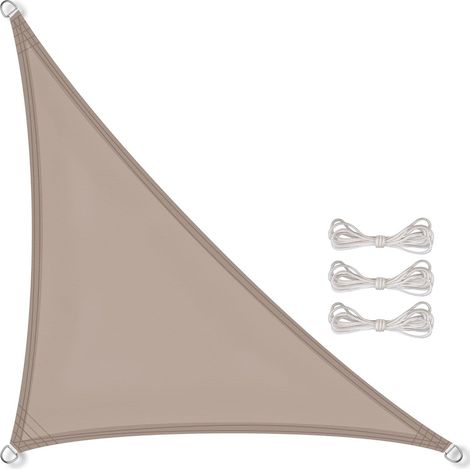 Voile d'ombrage 3x3x3 mètres Taupe Triangulaire en PES Auvent pour Jardin terrasse Anti-UV Toile Solaire résistant (1/5)