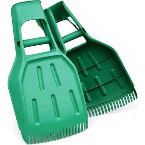 Wiltec Set 2 recogedores de hojas plásticos 57,1 x 33,7 x 7,6 cm, rastrillos de mano con amplia apertura, púas y mango ergonómico (1/5)