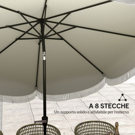 Ombrelle de terrasse ronde 2,7 x 2,4 m gris clair, avec manivelle, en métal et polyester (1/5)